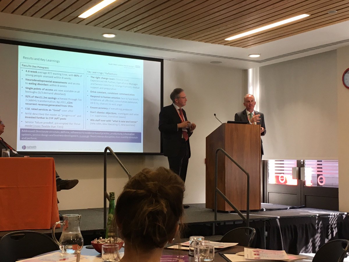 SSGHealth's tweet image. SSG's Stefan and Alistair enjoyed presenting ‘Learning from the South West: Is it possible to create a new service model without expanding your workforce?’ with NHS client Jeremy at the recent @mhfinance Mental health workforce forum in London.