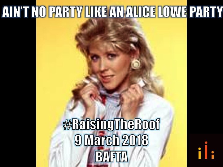 RaisingFilms's tweet photo. What better way to celebrate #femalefilmmakerfriday than partying with the one&amp;only @alicelowe to celebrate the close of #RaisingRaisingFilms? 7pm @BAFTA. Drinks, dancing, #womeninfilm, awesome #raffle prizes. Last few tickets here: https://t.co/O6JLrppspY https://t.co/haOMfyECp7