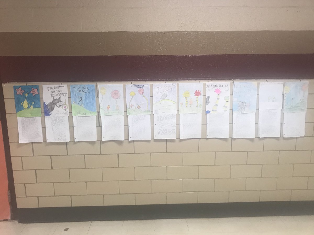 SGarrisonRES5's tweet photo. I am so proud of how hard my students have worked on their Dr. Seuss writing. We have had so much fun reading and determining the theme of several of his books. #ResRoars https://t.co/w4t9JNIJTc