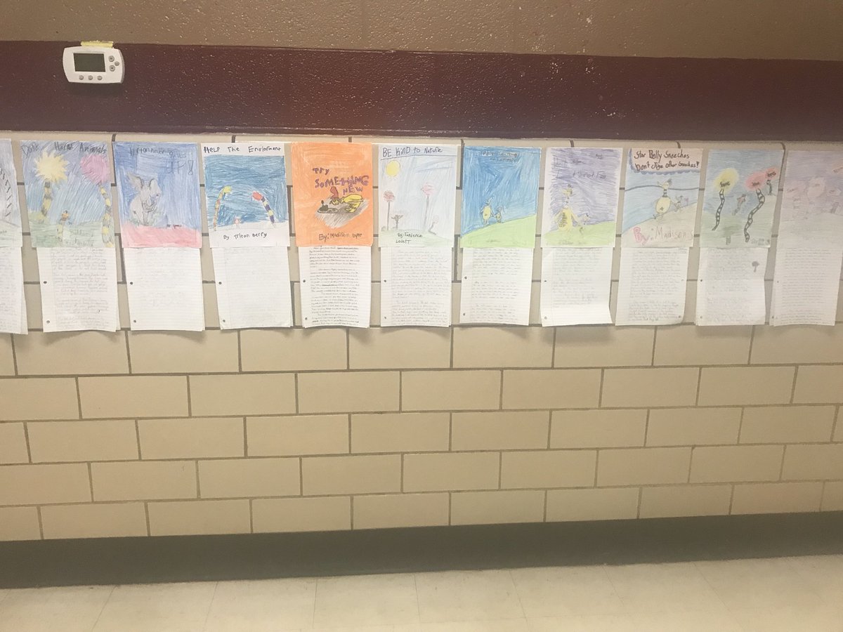 SGarrisonRES5's tweet photo. I am so proud of how hard my students have worked on their Dr. Seuss writing. We have had so much fun reading and determining the theme of several of his books. #ResRoars https://t.co/w4t9JNIJTc