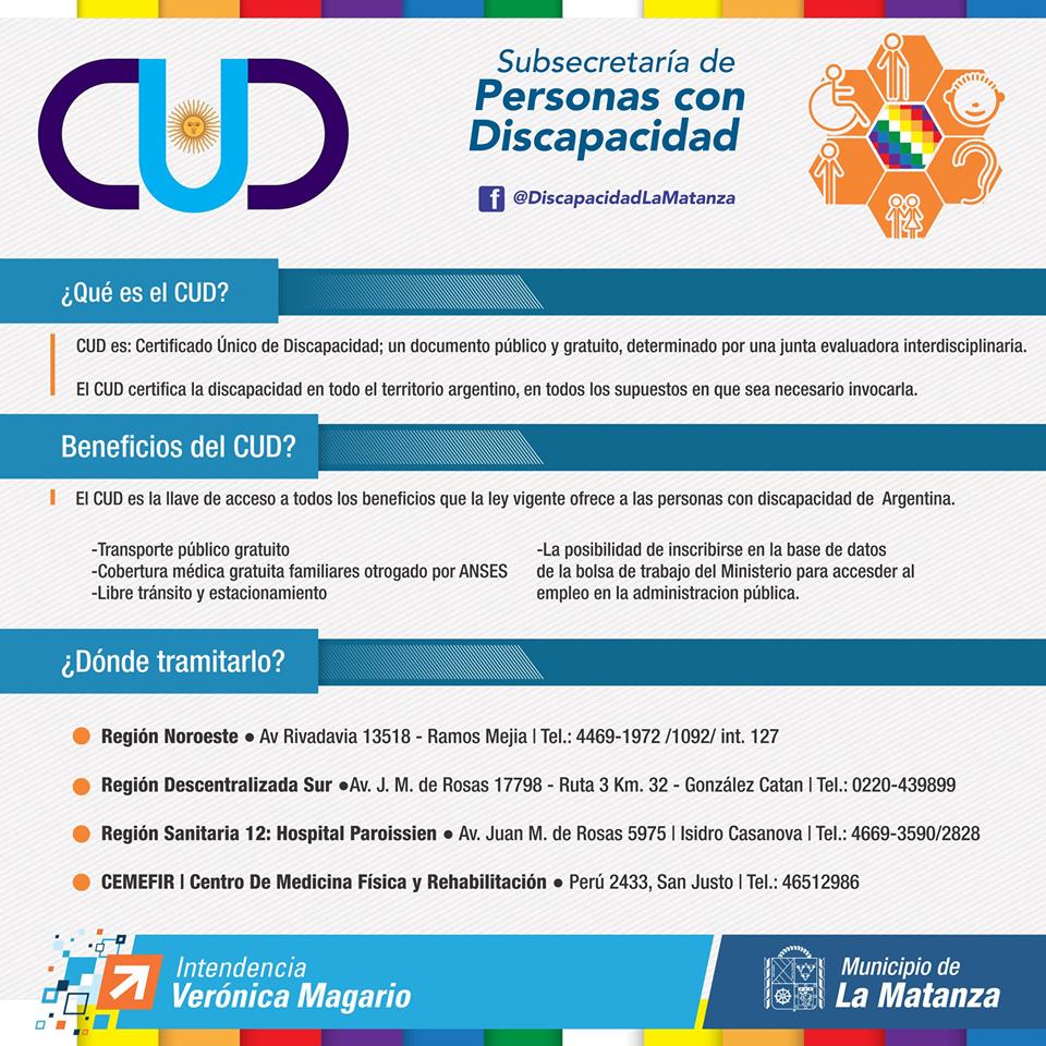 DiscapLaMatanza's tweet photo. Conocé dónde tramitar el Certificado Único de #Discapacidad (C.U.D.) ♿ en #LaMatanza https://t.co/cv2OYNWVdu