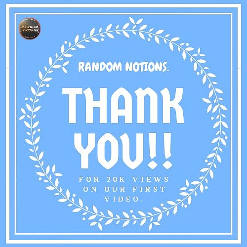 randomnotions10's tweet photo. Thanks a lot for 20k views on our first video. #youtube #Thanks #Thankyou #20k #20000views #views #firstVideo https://t.co/2AllDJlKj3