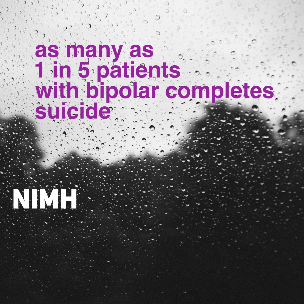 BipolarHotMess's tweet photo. As many as 1 in 5 patients with #bipolar completes #suicide. -NIMH #bipolarfacts #suicidestatistics #1in5 https://t.co/7PrIR7bd8x
