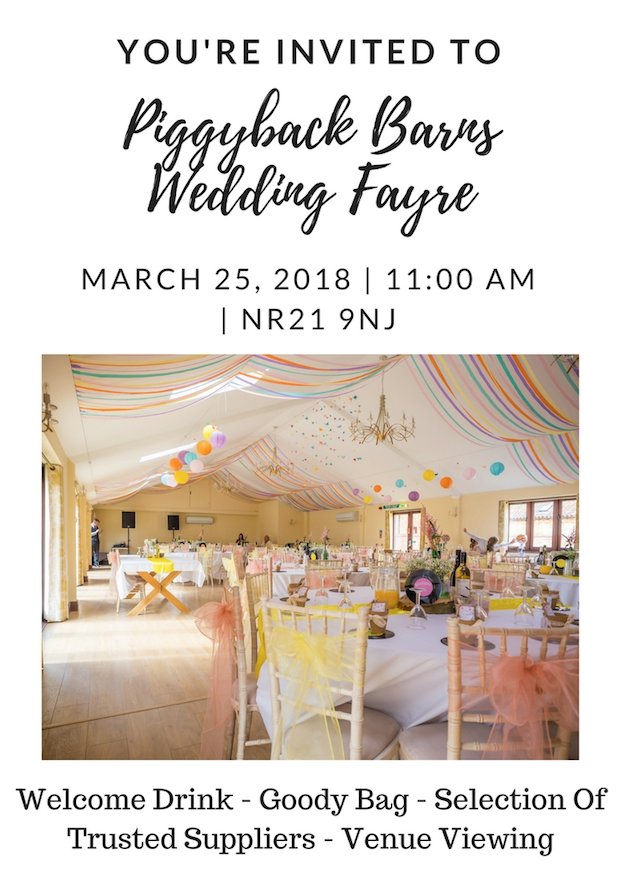 We will have our marquee up at local venue Piggy Back Barns on the 25th of March – pop down and have a look at our marquee and lots of other amazing, local suppliers. We hope to see you there!