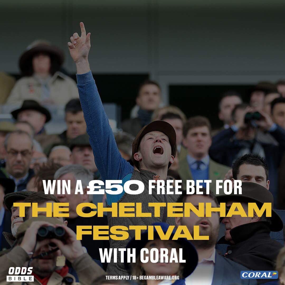 ODDSbible's tweet photo. We're giving away £400 in free bets with @Coral for Cheltenham 🤑🏇🏻🤑

RT &amp; FOLLOW @ODDSbible for your chance to win one of the £50 free bets!

You need a @Coral account to claim your prize 👉 https://t.co/q09owU5BlL

🔞 T&amp;Cs apply/gamble responsibly https://t.co/PUWqCzL5xX