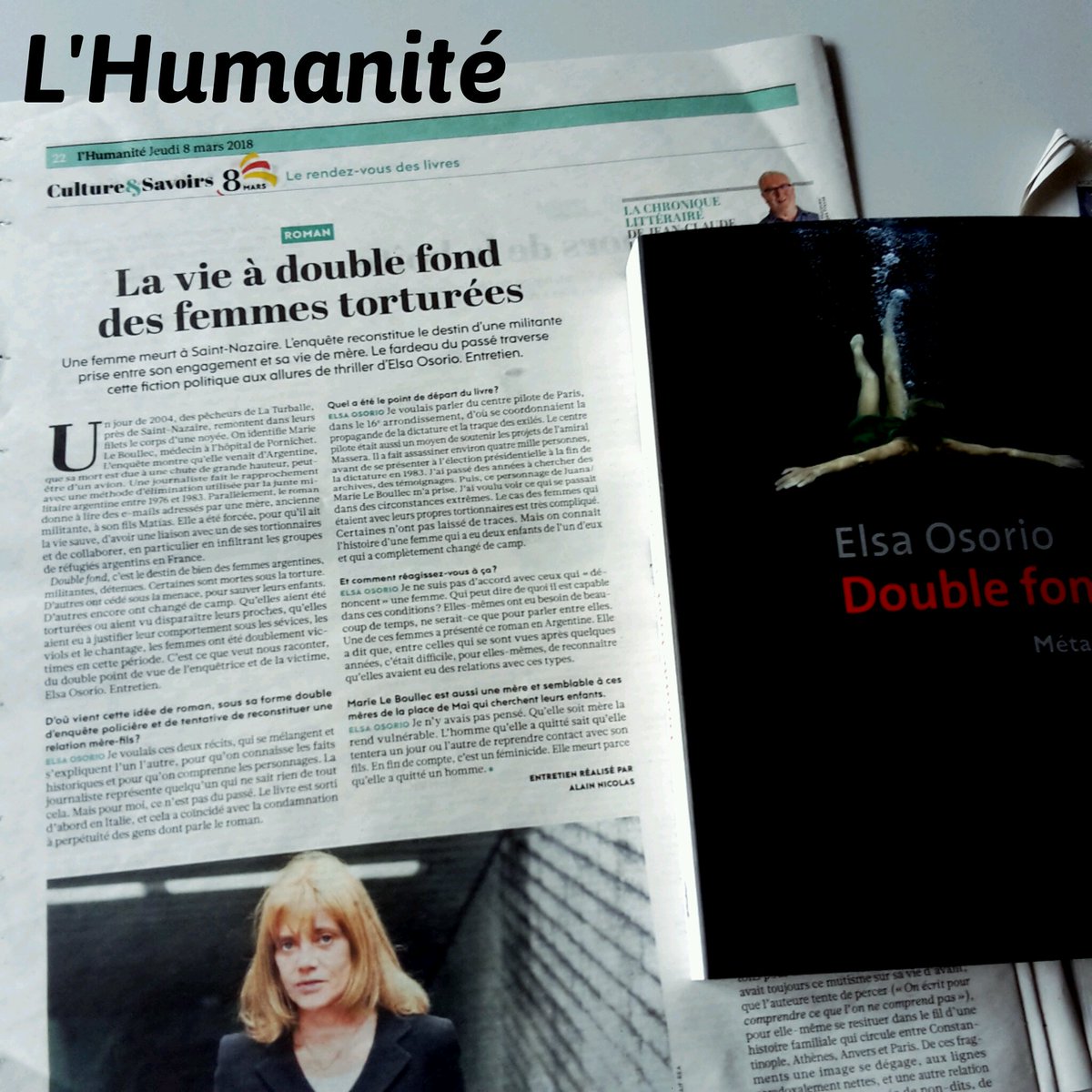 metailie's tweet photo. "Le fardeau du passé traverse cette fiction politique aux allures de thriller" Alain Nicolas #Entretien #ElsaOsorio #DoubleFond @humanite_fr https://t.co/GHBQe00oPQ