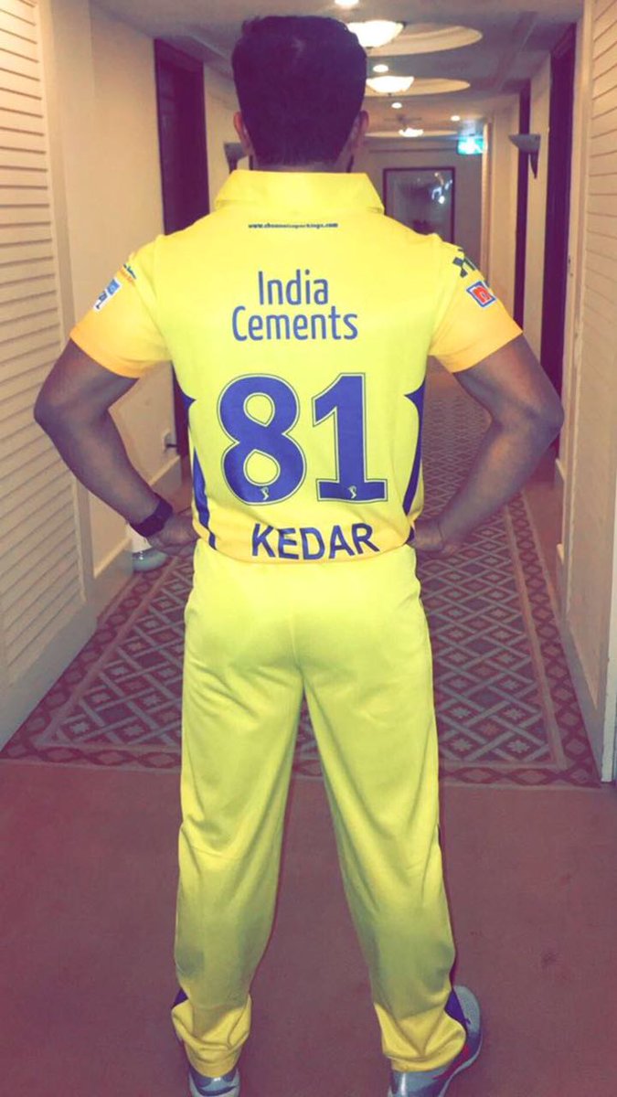 JadhavKedar's tweet photo. All geared up in yellow! Can’t wait to play for the Chennai Super Kings! Time to Whistle Podu..!
@ChennaiIPL @IPL @BCCI @CSKFansOfficial 
#IPL2018 #CSK #WhistlePodu https://t.co/dUW1obyoeB