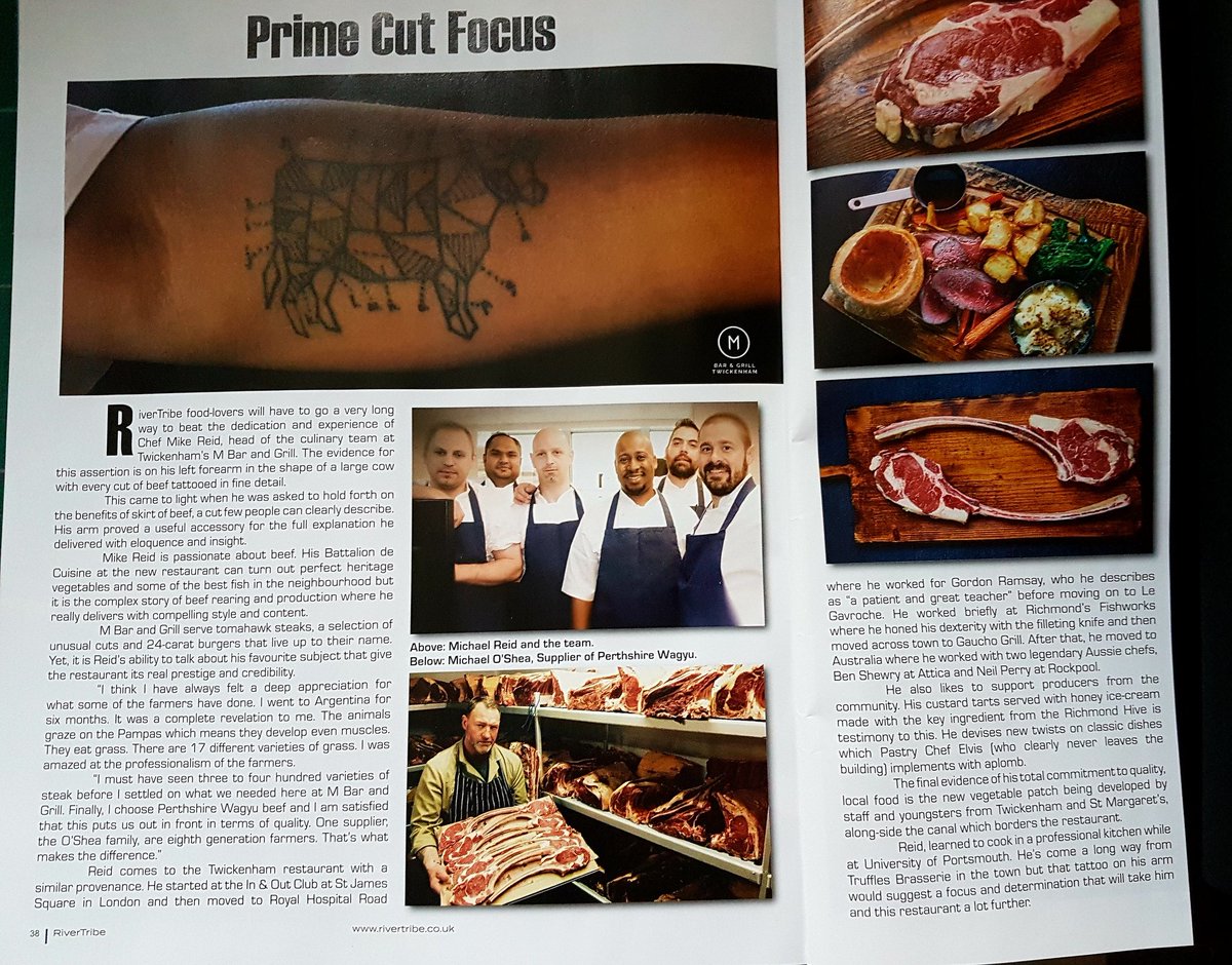 MadeStMargarets's tweet photo. Lovely piece on local Twickenham Restaurant, M Bar & Grill lead by @mikereidchef in uk_rivertribe magazine.
#food #cuisine #Twickenham #rivertribe #Richmond #tattoo #GauchoGrill #fishworks #GordonRamsey #LeGavroche #RichmondFishworks #GauchoGrill #ChefMikeReid @mrestaurants https://t.co/fJJBNxO8zP
