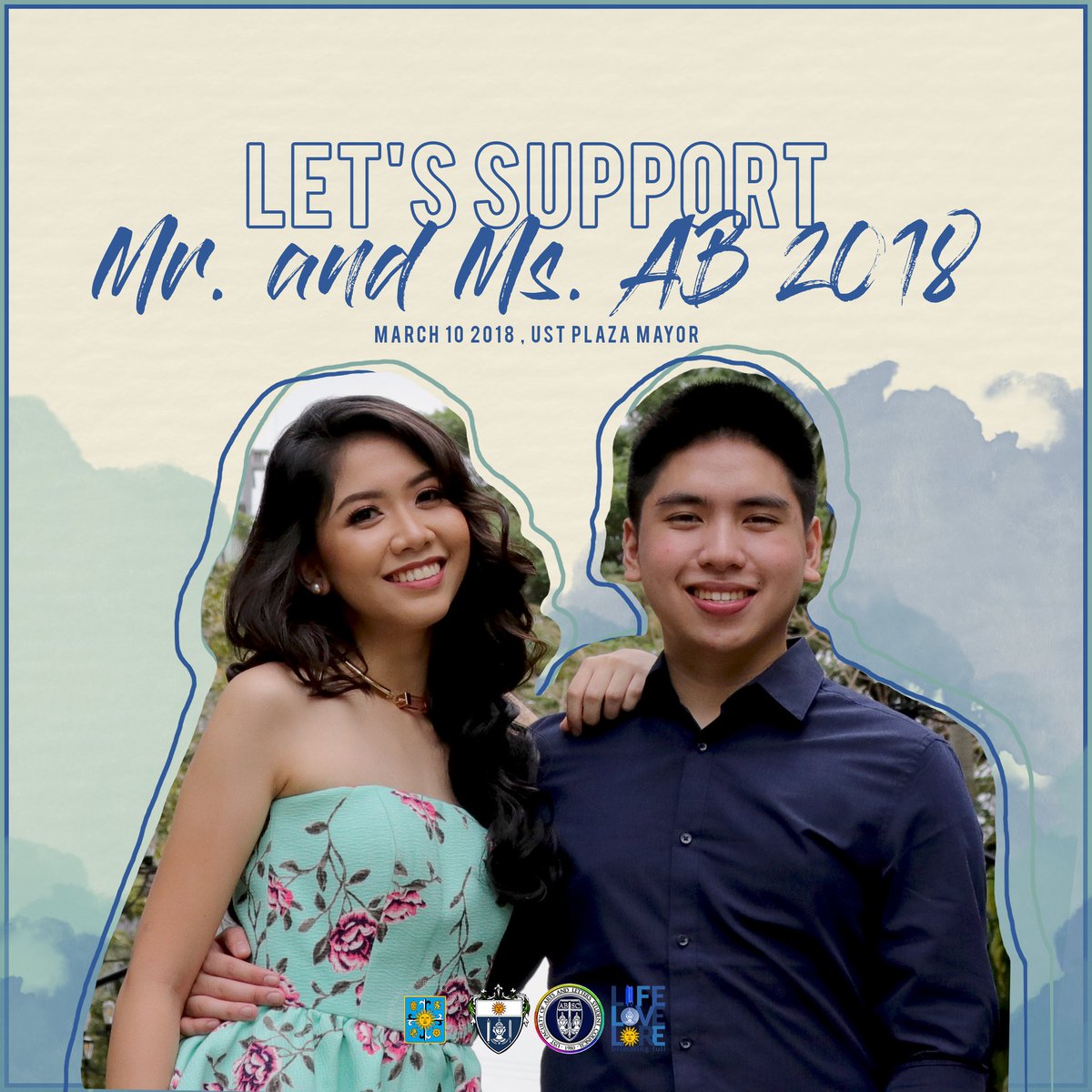 ust_absc's tweet photo. The challenges have been laid out. Now it's time for us to step up and change the game!
Support Christian Patacsil & Cheyenne Roldan from the @UST_LM_Society, proudly representing AB for #TYAA2018
#AdhikangBahaghari
#LegacyOfExcellence
#ChristianCheyforTYAA https://t.co/PRwAs1fp16
