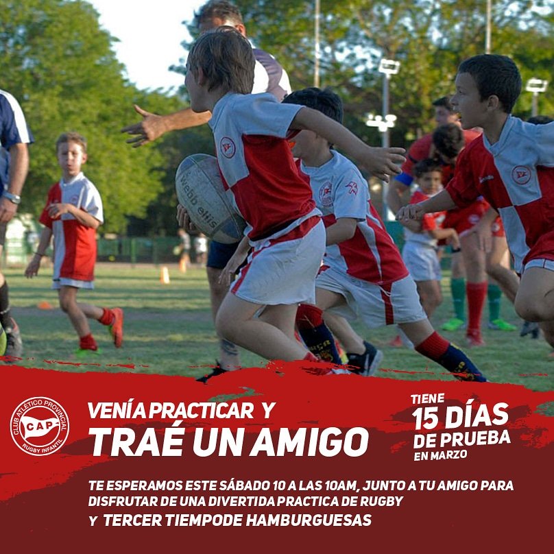 CAP_Rugby's tweet photo. Este sábado 10 de Marzo a las 10am, te esperamos en la Sede para una práctica muy buena y divertida, en donde PODES TRAER A UNO O VARIOS AMIGOS.
Luego de la practica de juegos y rugby, habrá un TERCER TIEMPO CON HAMBURGUESAS.

Recordá.  TIENE 15 DÍAS GRATIS DE PRUEBA EN MARZO https://t.co/u15OOv1ECX