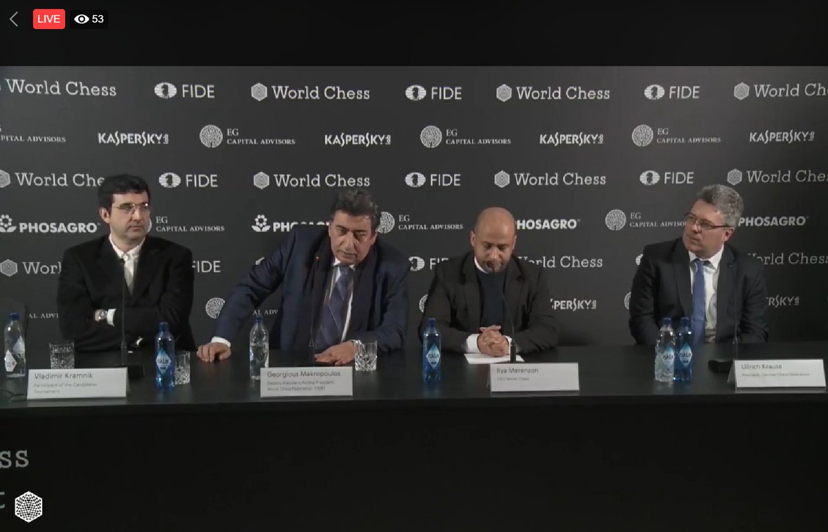 chess24com's tweet photo. Merenzon talks about 10-30 million watching the games live, over a billion following the results &amp; how chess has utterly changed since New York, as 50 people watch the unadvertised stream live &amp; the official site still isn't usable less than a day before #BerlinChess starts https://t.co/acdJDdsPvr
