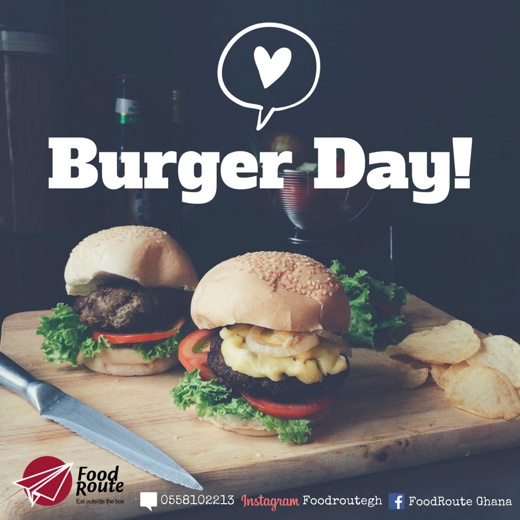 FoodRouteGh's tweet photo. Wouldn’t it be great to start your weekend with a #Burger from one of your favorite restaurants? 🍔 https://t.co/W1AkOQfGUO