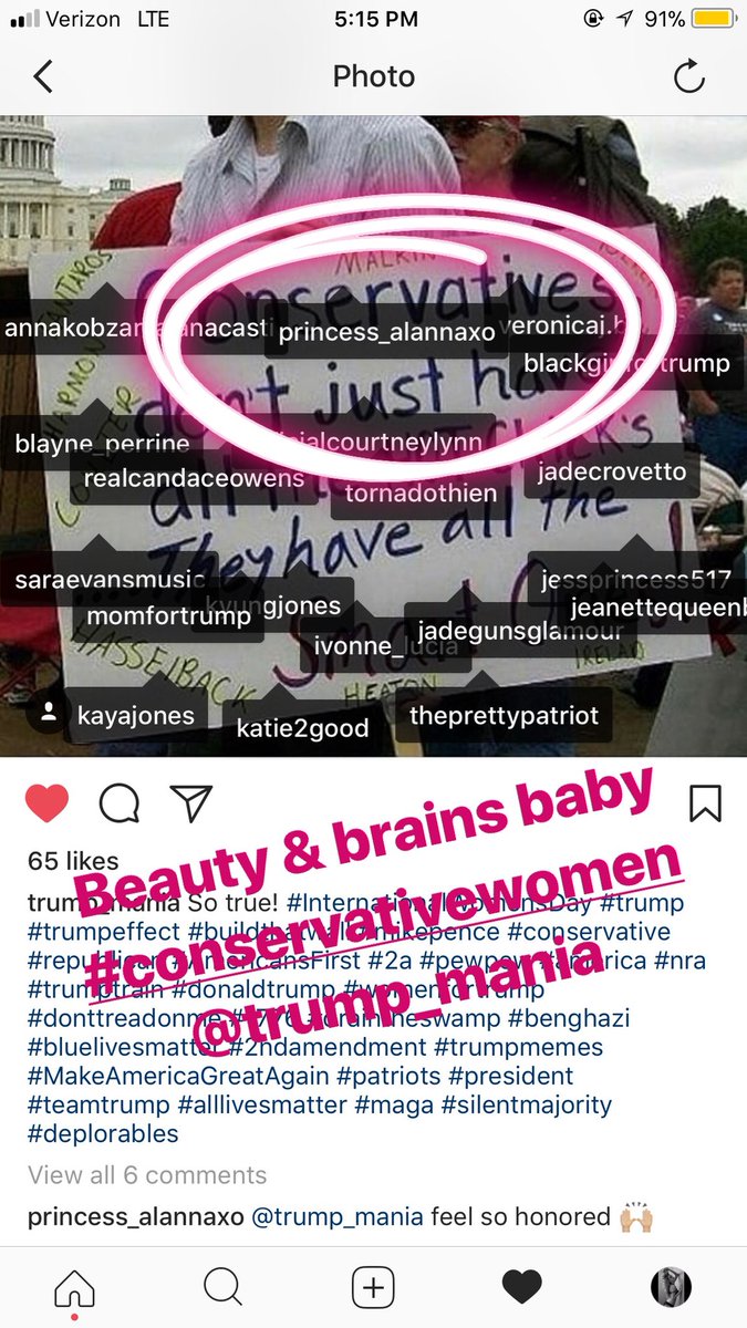 ModelAlannaRose's tweet photo. When #trumpmania on #Instagram tags you in their photo #goals #maga #internationalwomensday2018 #conservative #beautyandbrains 🇺🇸 https://t.co/8BOSsB1qf2