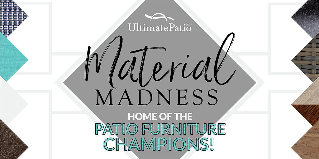 Ultimate_Patio's tweet photo. Get into the Patio Game! Our Elite 8 outdoor furniture materials are going head-to-head. Follow along to learn what makes each material great and gain access to fan-favorite promos and contests. https://t.co/350iX2OnXl #MaterialMadness #OutdoorFurniture #PatioTime https://t.co/GBCi9EcwMQ