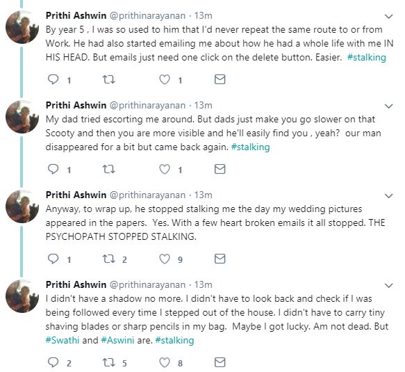 ChennaiTimesTOI's tweet photo. In the wake of #ashwinimurder, @prithinarayanan shares her story of being stalked. For six whole years! And she raises a very, very valid question - When revenge is a typical reaction, how will victims come forward? @ashwinravi99 https://t.co/cOAMG1wq0y