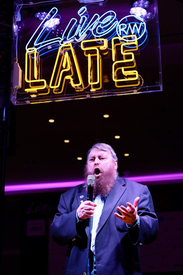 Oh what a wonderful evening with <a href="/brianblessed/">Brian Blessed OBE</a> we had at #RWL18 - despite him shouting "SHUT YOUR FACE!" at <a href="/popmick/">Poppie Mickleburgh</a> and I