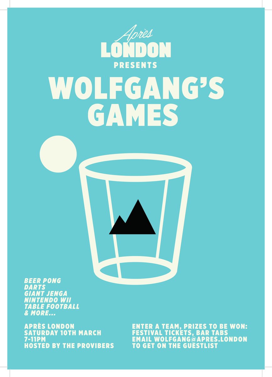 Wolfgang's Games back again tomorrow night! From 7pm. 

Beer pong, darts, jenga, Nintendo Wii and more. 

Prizes to be won!! Festival tickets, bar tabs 

Hosted by games hosts specialists @TheProvibers 

FREE ENTRY