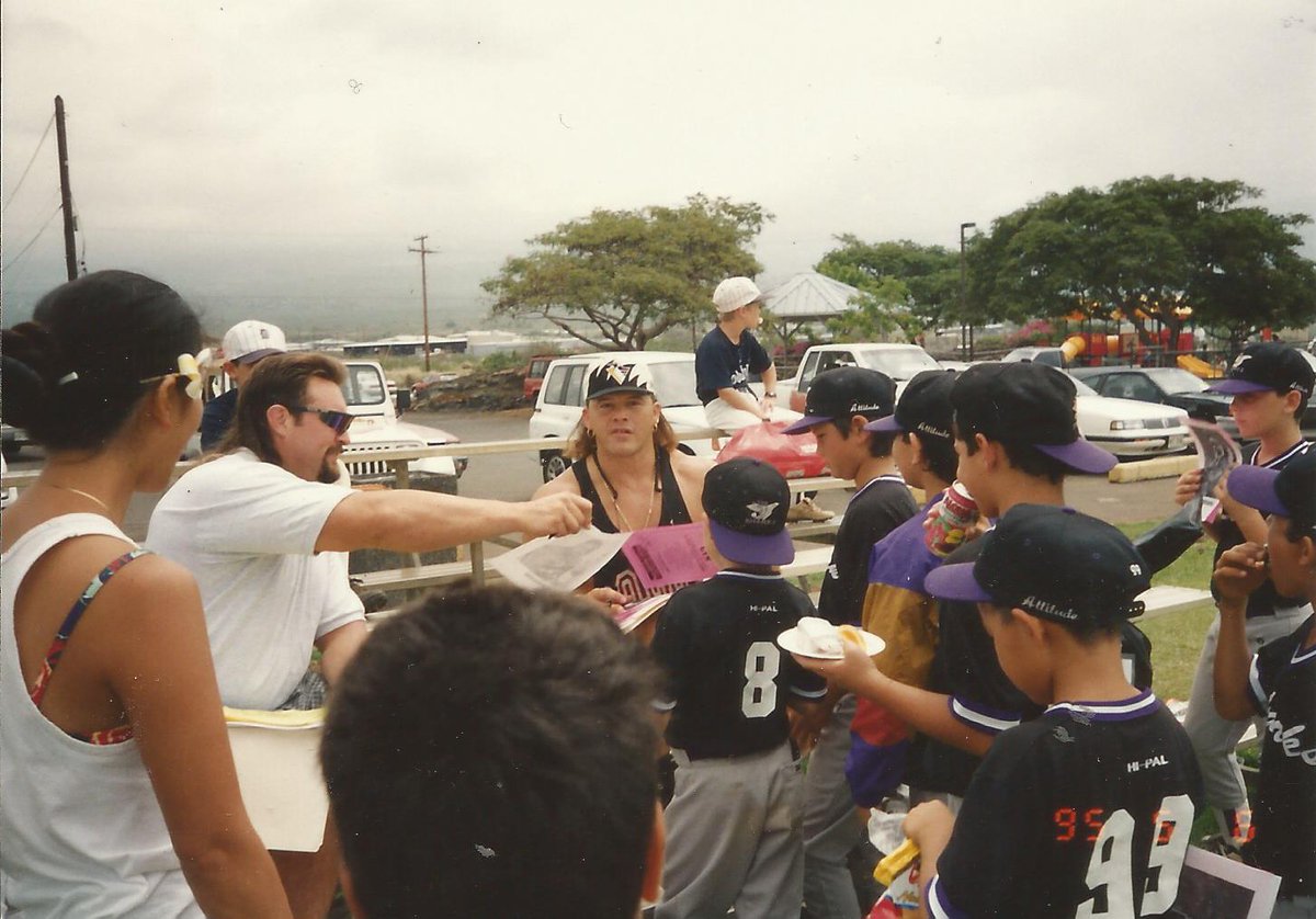 NativeTatanka's tweet photo. #FlashbackFriday 1995 On a 2 week vacation in the #HawaiianIslands I took the time to hook up w/ #RIP #BrainAdams #WWF #Crush who lived in the Islands to meet & inspire some youth athletes! Always #encourage , always #inspire ! @WWE @WWEUniverse #WWE #WWEUniverse @NativeTatanka https://t.co/MgLqC90Xtk
