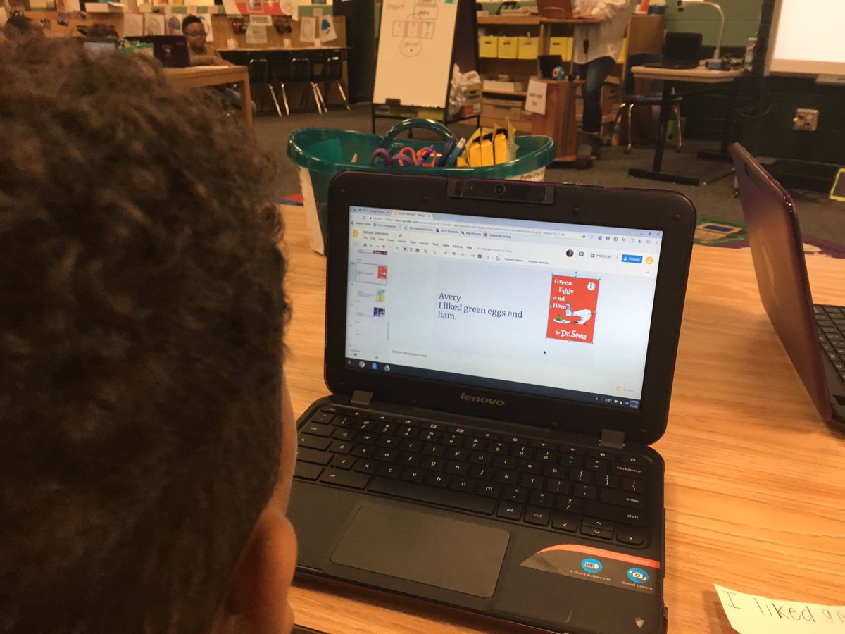 MrsAshleyBFort's tweet photo. K5 Ss at #BLPS reading the slides they created in @GoogleForEdu slides of what Dr. Seuss books they ❤️! @amybedenbaugh #gafe4littles #k5cantoo #lex3grows https://t.co/IEmgndCPJz