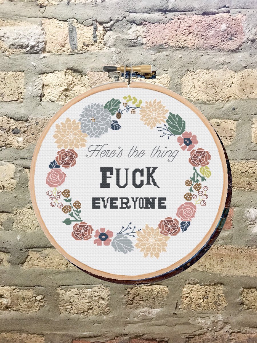 SassiStitchB's tweet photo. I’ve been MIA for awhile but I finally found some inspiration from my favorite murder!  Get this new cross stitch pattern and kit at https://t.co/JJ6FT8k7cj 
@MyFavMurder 
#crossstitch #subversivecrossstitch #sassycrossstitch #myfavoritemurder #heresthethingfuckeveryone https://t.co/RhXjxuDrLX