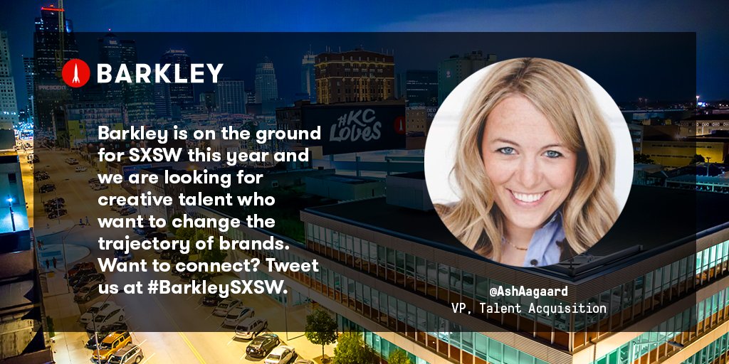 barkleyokrp's tweet photo. Hey #Austin, @AshAagaard from @barkleyus is here. Want to connect? Tweet us at #BarkleySXSW. #hiring #ATX #AddBarkley #SXSW https://t.co/nsWBAPoI4V