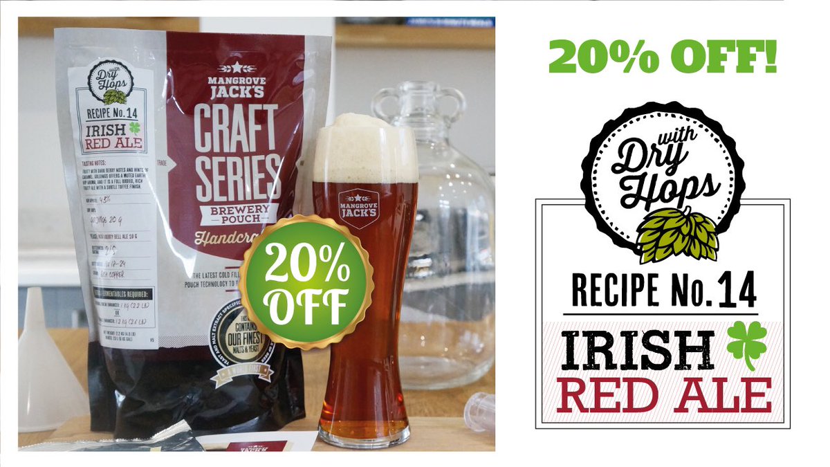 Don't forget it's 20% OFF Irish Red Ale kits til St Patrick's Day (that's next weekend by the way) #StPatricksDay