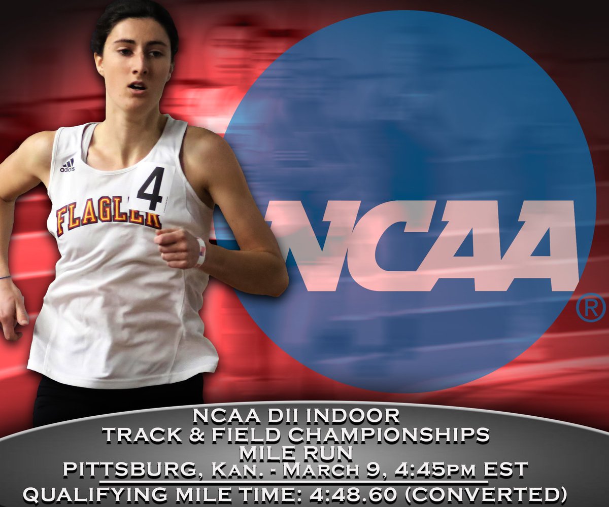 FlaglerSports's tweet photo. Heloise is competing in the NCAA DII Indoor Track &amp; Field Championships mile run today @ 4:45pm EST! Visit https://t.co/XrpSZB00An to follow live! Plus, please visit https://t.co/uayWgsCimX to support Flagler cross country and indoor track! https://t.co/tDQG3G7c2I