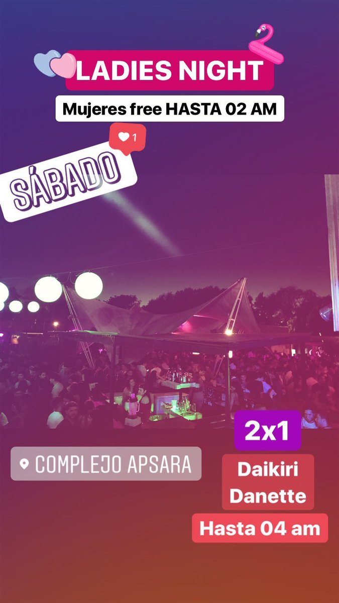 riedel_juan's tweet photo. Este sábado 10 de marzo , en @ApsaraOficial
👠🎀DIA INTERNACIONAL DE LA MUJER 💄💋
📌 Damas FREE hasta las 2 am
📌 #Promos en daikiri y danette hasta las 4 am
📌 #Lindbur: sector exclusivo.
¡Somos #Apsara, somos la fiesta! https://t.co/tHgBrlfFtN