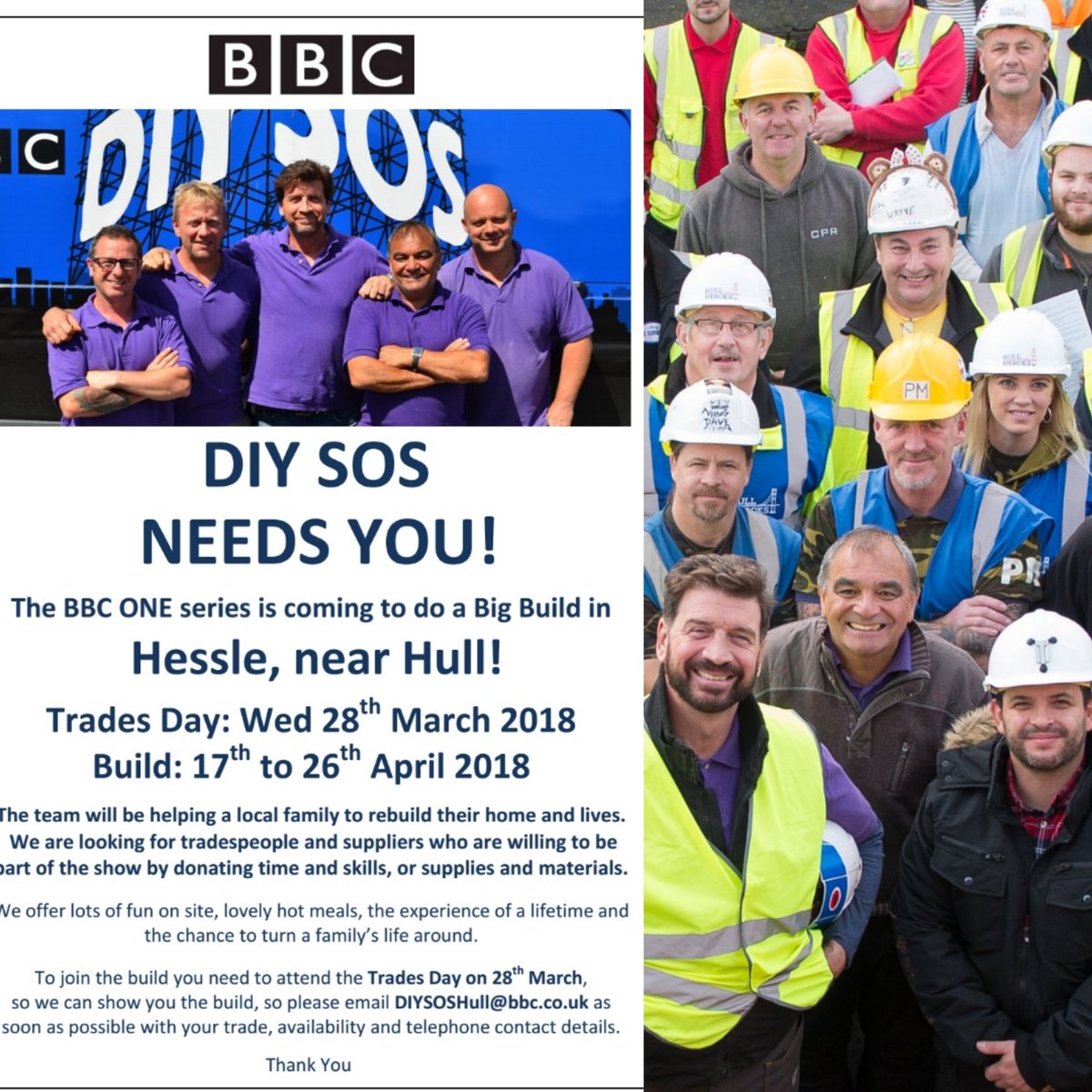 hull4heroes's tweet photo. To @DIYSOS Hull and back The boys are back in town, I'm sensing a hangover 😊😊CAN YOU HELP 

Please all trades, builders merchants, window, kitchen companies who want to help
 email 
DIYSOShull@bbc.co.uk

Let's show the rest of the country how Hull can do it https://t.co/vgzljFfoYg