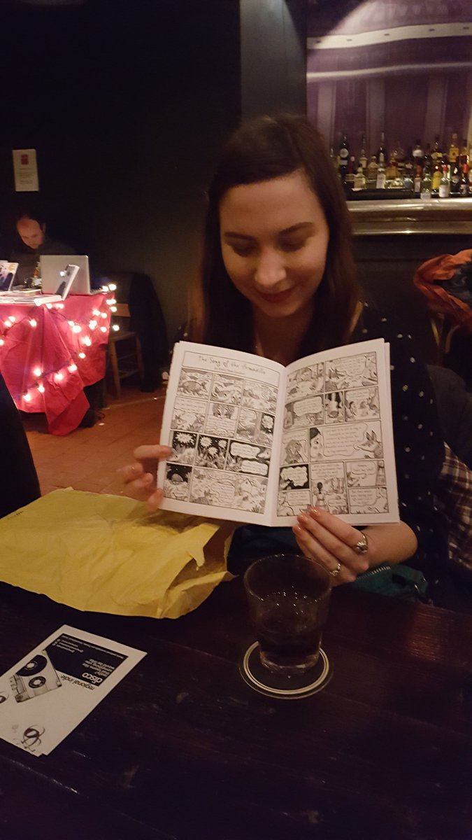BBEcollective's tweet image. Our collective @DooferTree and @KarisViola celebrating Emily being published in @RadioOnTheComic 's latest anthology! 
#indiecomics #selfpublish