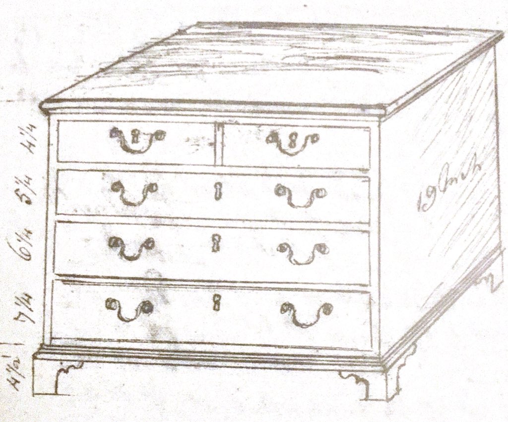 An untouched chest of drawers from a local house clearance and a cabinet maker’s working drawing from 1787..