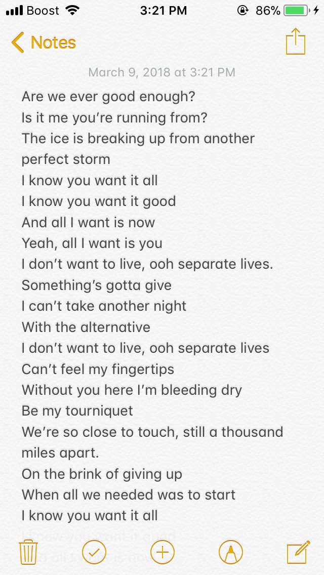 kendallsfunfair's tweet image. I re-listened to #SeparateLives and wrote the lyrics down in my notes this time ahaha.
Here they are in case anyone is interested! (I’m 90% sure they’re accurate) 
@HeffronDrive @dbeltwrites