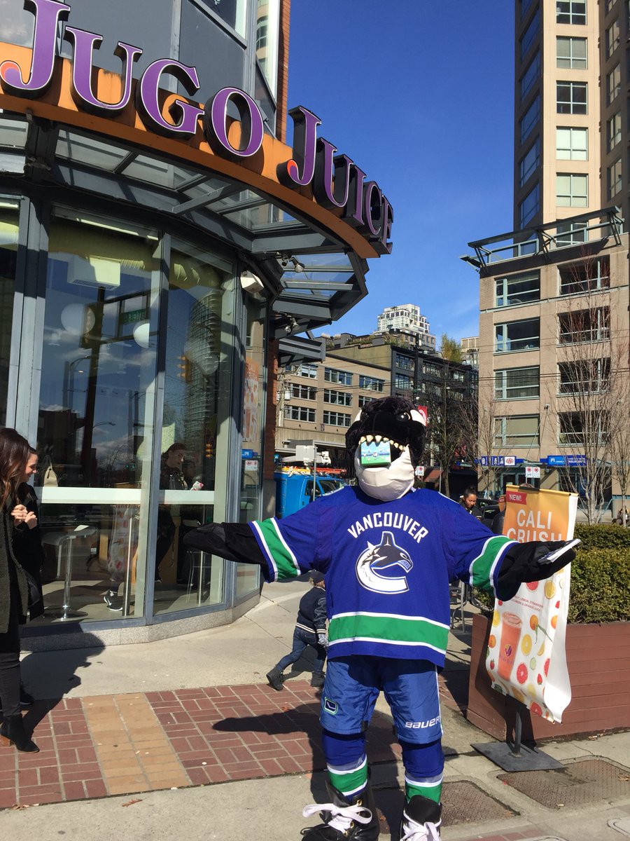 Canucksforkids's tweet photo. It’s @jugojuice For Kids Day! $1 for every juice and smoothie sold benefits the #CFKF! We’re at the Pacific Blvd location with @CanucksFIN now. https://t.co/gRvwvBF97o