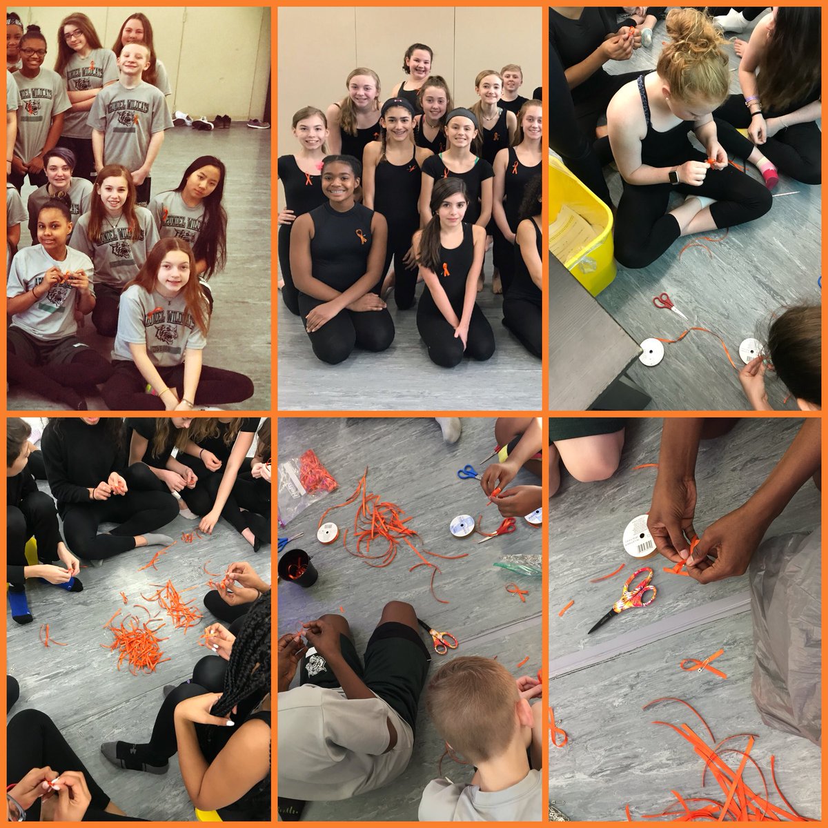 AMSHPED's tweet photo. In support of an @ArundelMiddle student who is battling cancer, Dance and Dance for Athletes students made orange ribbons for everyone in the school to wear. The Arundel family is behind you! @AACPSHPED
#NHSDA #DanceADifferenceWeek #AACPSawesome https://t.co/A8fNRJ10pi