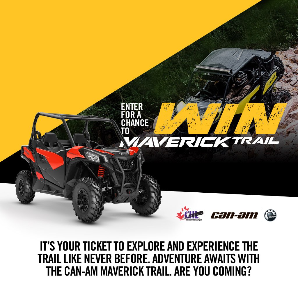 Kelowna_Rockets's tweet photo. Adventure awaits with the Can-Am Maverick Trail and our friends at @BannerTimes want you to #WinAMaverick
Enter Here: https://t.co/yOJUKkpolc https://t.co/pd40WW5pYG
