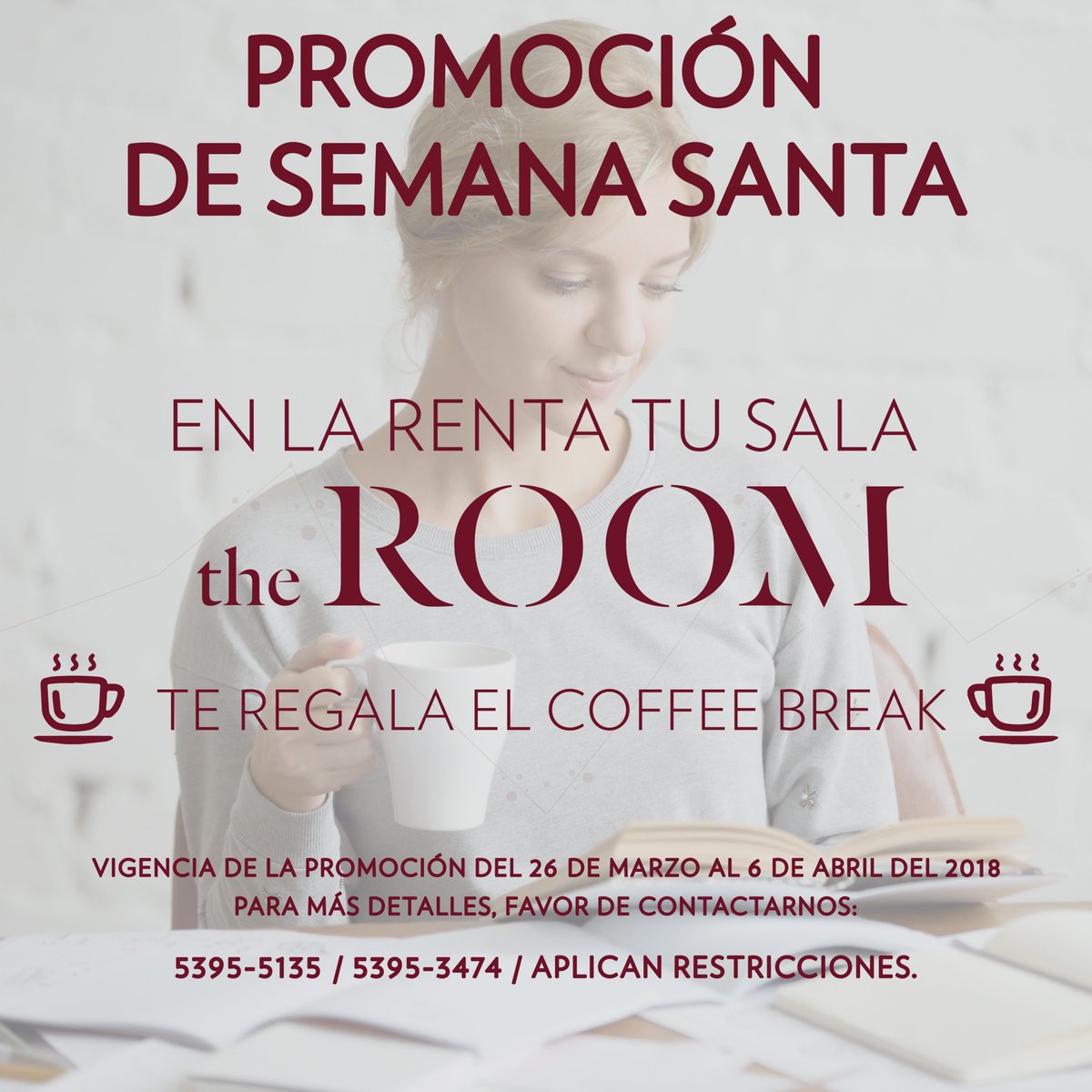 TheRoomCenter's tweet photo. Esta semana santa te tenemos una excelente promoción para ti, si requieres más información comunícate con nosotros.

#ElLugarDeTusEventos #Polanco #CDMX #BuenViernes #FelizFinde  #Eventos https://t.co/rwKtpcKact