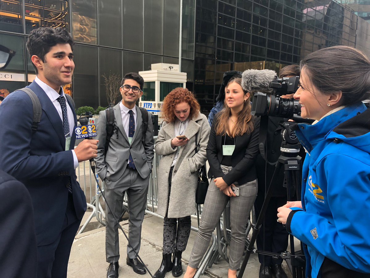 CDM4N6's tweet photo. Cdm Speech and Debate being interviewed by the local NYC news at the MUN conference. #nhsmun2018 #cdm4n6 @nmusd @CDMpride https://t.co/vHb2NEGXCN