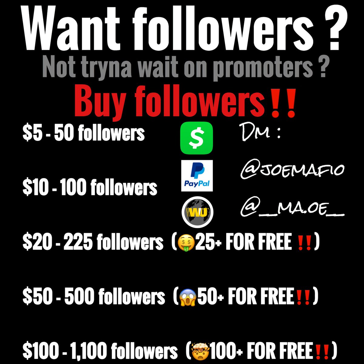 joemafio45's tweet photo. For Instagram, and it’s 100% legit, your choice. There’s no risk, @maoe0119 an I don’t scam, DM me for real details and personalized offers💯 https://t.co/COX6WhZXnD