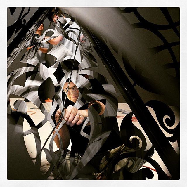 SelfTUPhoto's tweet photo. Steve Prachyl wires his wife Anila Quayyum Agha’s #sculpture “The Greys In Between” as it was being installed at #MOCAJax. #OnAssignment #ProjectAtrium #art #lightandshadow #anilaquayyumagha #igersjax @jaxdotcom https://t.co/woVgsAsXzr https://t.co/SDwEoMHSnN