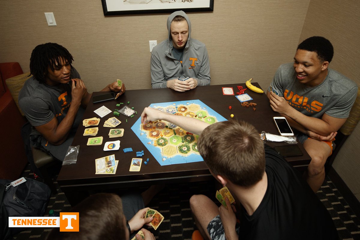 Vol_Hoops's tweet photo. The game before the game. #rituals #catan

#SECMBB https://t.co/XATZjKdenX