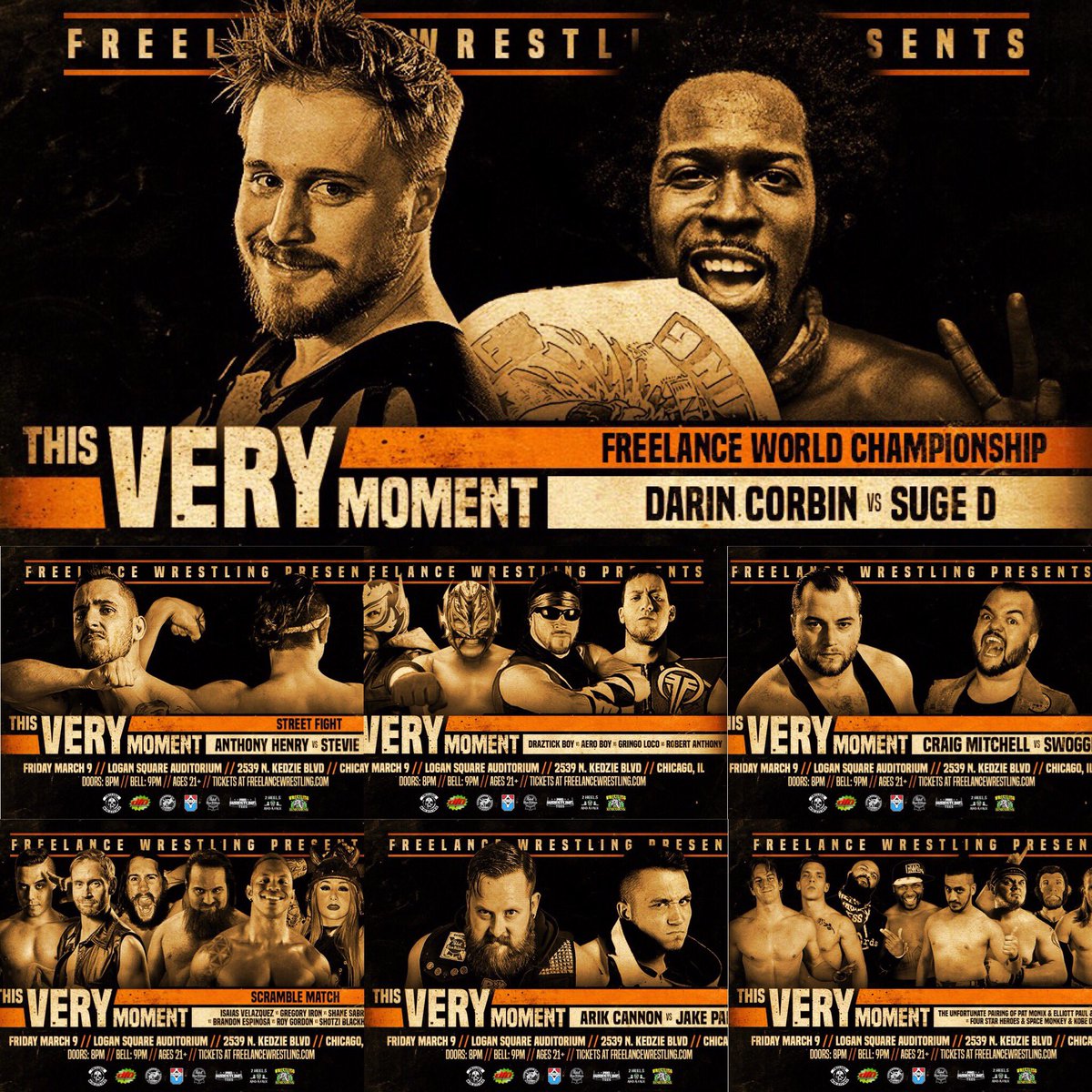 FreelanceWres's tweet photo. Freelance Wrestling Presents #ThisVeryMoment 

TONIGHT! 

Tickets available at the door or don’t miss our live stream on @PowerbombTV! Use promo code FREELANCE for a FREE 20 day trial! 

@SugarDunkerton defends Vs. @DarinCorbin 
@aestheticstevie Vs. @Antnyhenry in a Street Fight https://t.co/SWZmwuBtay