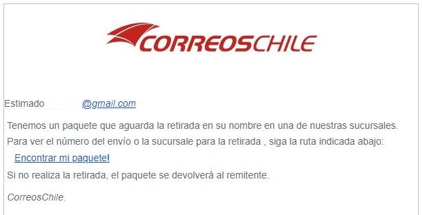 exapenta's tweet photo. @correoschile Para su conocimiento, he recibido una falsa comunicación de Correos de Chile en mi correo digital personal. Adjunto copia. https://t.co/64ShtBH0Fp