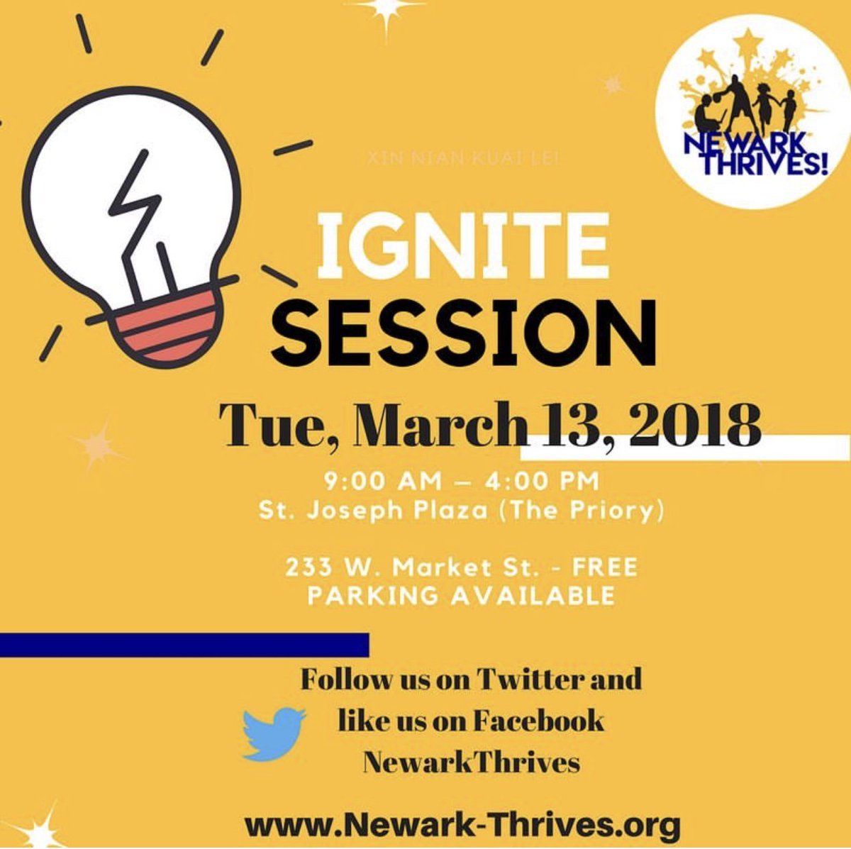NewarkThrives's tweet image. 4 days until our Ignite Session. The Ignite Session offers FREE Professional Development for Out-of-School Time(OST) Network Provider Members. It will be held from 9AM-4PM at St Joseph Plaza, 233 W. Market St Newark, NJ 07102 #IgniteSession #SummerPreparation #NewarkThrives