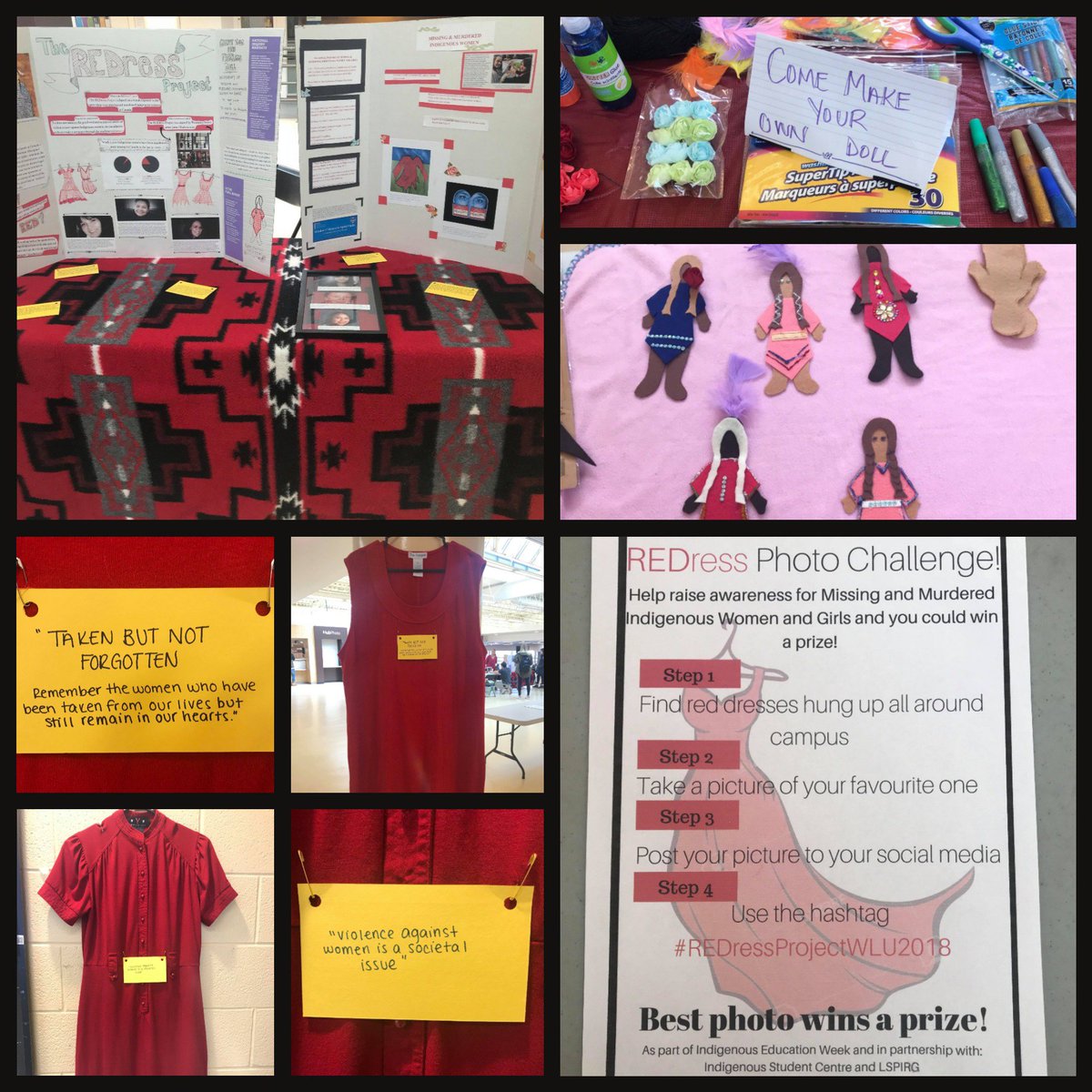 WLUConcourse's tweet photo. Have you seen the red dresses around campus? Come by the Concourse to learn about the #REDressProjectWLU2018, and help raise awareness for Missing and Murdered Indigenous Women and Girls. https://t.co/Hsxi9RQDy3