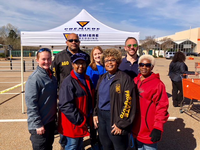 MississippiAGO's tweet photo. We are in Jackson and Tupelo today for community #shreddays providing FREE shred services for your sensitive documents! It’s already busy out here—come shield yourself from #identitytheft before our shred trucks fill up! https://t.co/zGevOp2i18