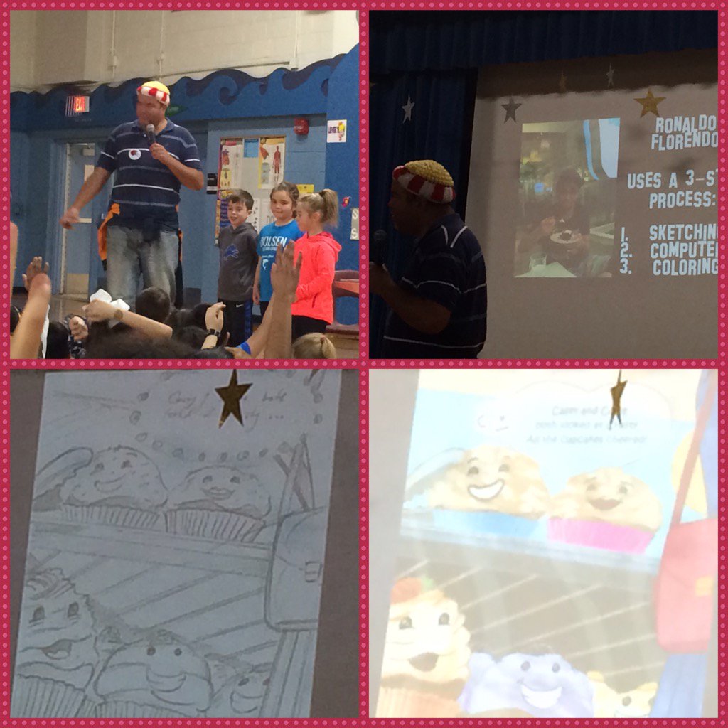 2/3rd gr. #dolsenthinkers learning about writing &amp; illustrating from PetethePopcorn authors JoeKelley &amp; NickRokicki!