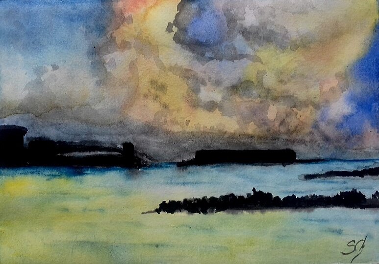 sofie_nett's tweet photo. #aquarelle #peinture #painting #watercolor #aquarella #aquarellepainting #fortdesocoa #socoa #paysage #nature # https://t.co/G5HYyUvGAV