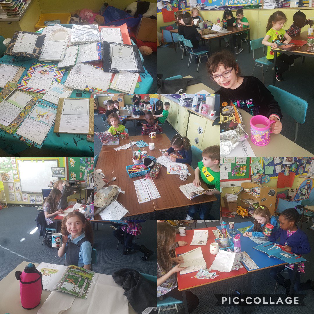 OLRprimary's tweet photo. P2/1 brought in their wrapped up books complete with their written blurbs attached, and a mug for hot chocolate. We had a lovely afternoon reading each others books, and we raised some money for SCIAF. #WorldBookDayUK #SCIAF #reading #literacy #compositeclass https://t.co/hkwDRfDVCx