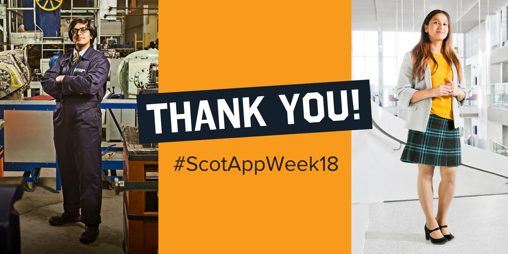 apprentice_scot's tweet photo. A huge thank you to everyone who's supported #ScotAppWeek18 or shared a #MyApprenticeStory - you've all helped to make this a record-breaking year for @skillsdevscot on social media, and raised awareness of #Apprenticeships with more people than ever before! https://t.co/q4mkQnStMj