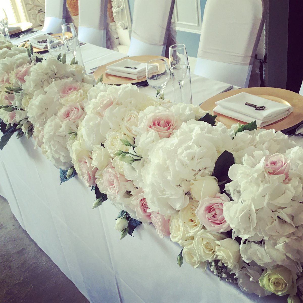 Gorgeous top table floral Runner I created for my beautiful couple Sinead &amp; Chris at Stoneleigh Abbey ❤️